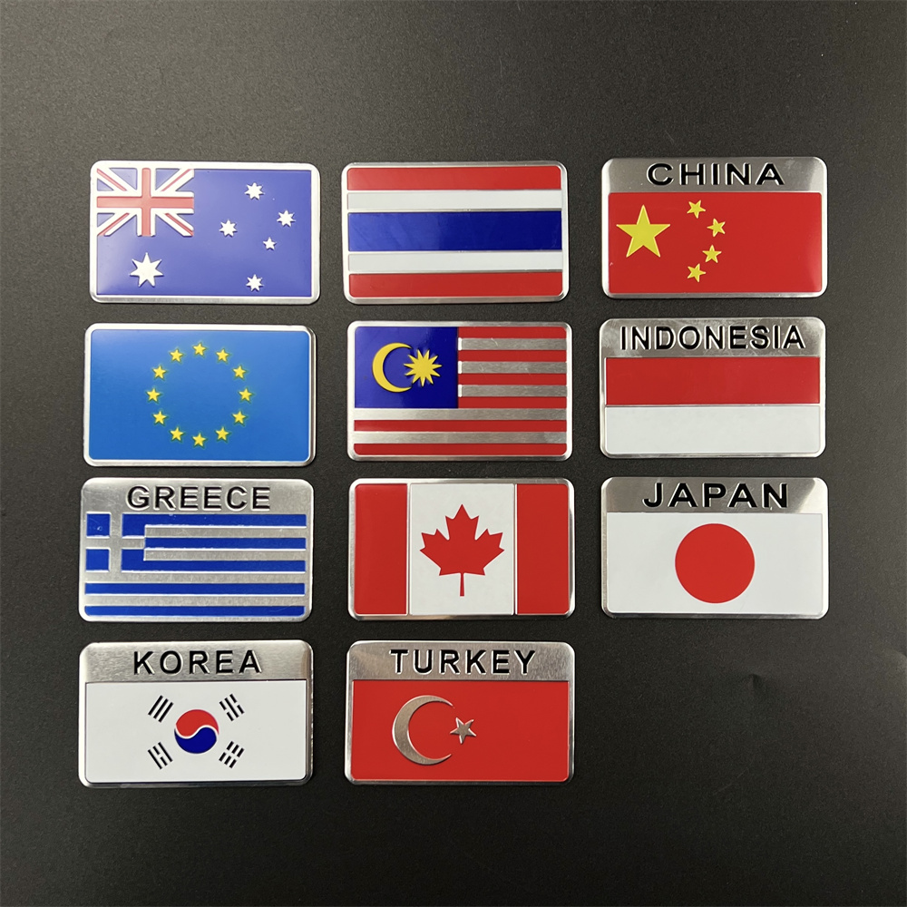 Car Accessories Australia - Aluminiowa naklejka z flagami państw: USA,